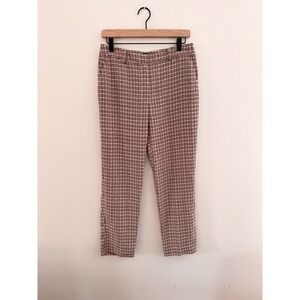 Vince Camuto Womens Burgundy Houndstooth Straight Leg Dress Pants Size 4